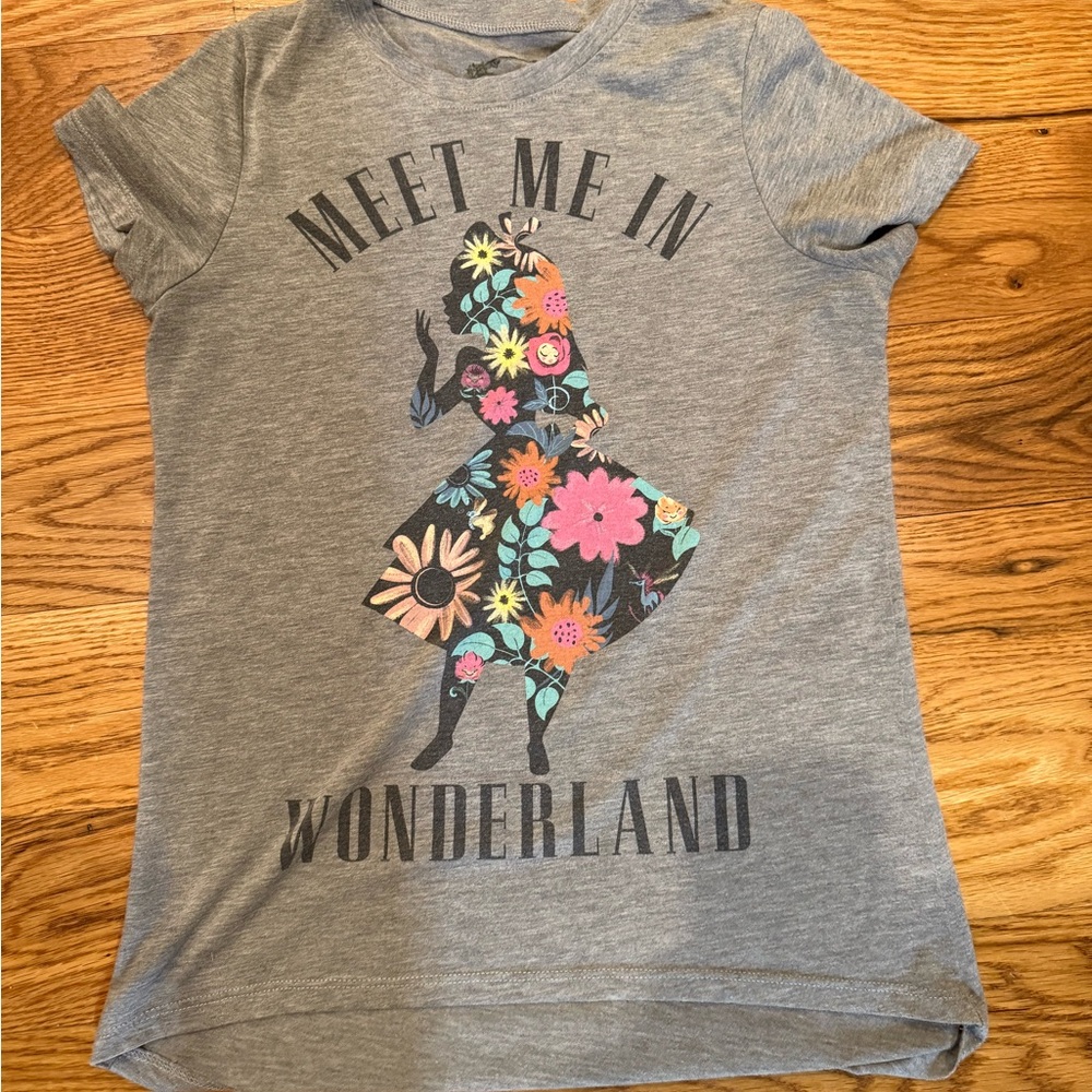 Disney Gray Wonderland Floral Tee